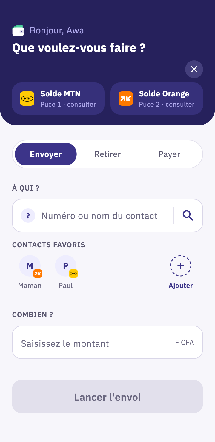 Tuiles des soldes Orange et MTN